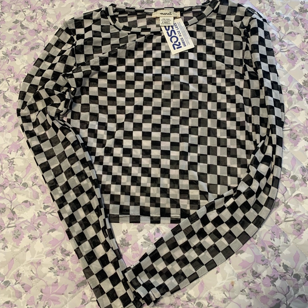 Checkered semi crop top